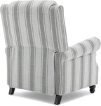 Pushback Recliner Chairs Set of 2, Comfy Fabric Wingback Recliner Chair, Upholstered Armchair Push Back Recliner with Wood Legs, Rivet Trim Accent Chair for Living Room, Bedroom, Gray Stripe