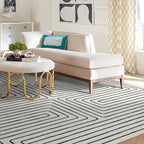 RUGGABLE x Jonathan Adler Machine Washable Modern Area Rug – Labyrinth Black/Ivory 9x12, Stain-Resistant, Non-Slip – Large Rugs for Living Room, Bedroom, Hallway, Entryway & Office–with Standard Pad