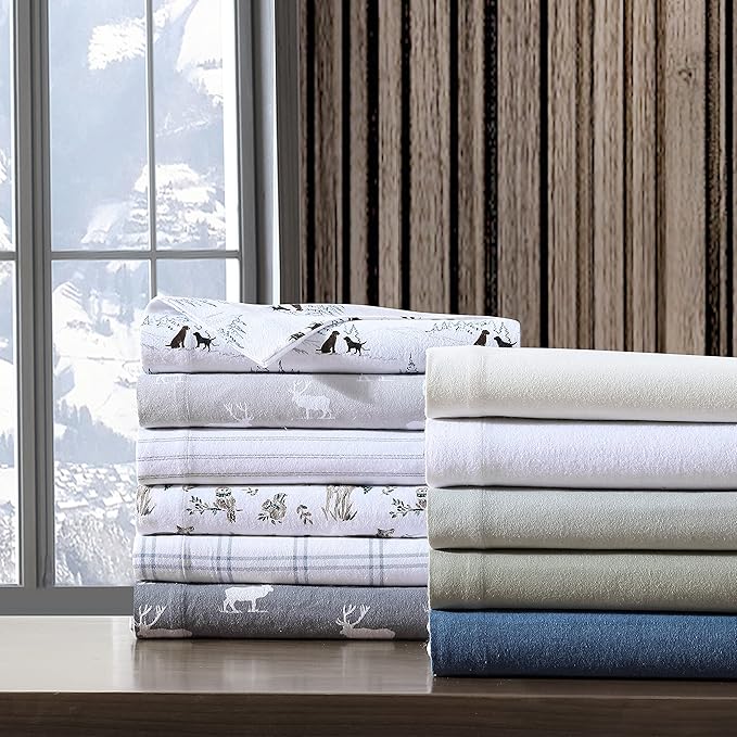 Eddie Bauer - King Sheets, Cotton Flannel Bedding Set, Brushed For Extra Softness, Cozy Home Decor (Woodland Friends, King)