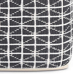 SIMPLIHOME Noreen Boho Square Pouf in Slate Grey and White Handloom Woven Pattern for the Living Room, Bedroom and Kids Room