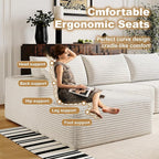 136" Sectional Couches for Living Room Modern Modular Sofa with L-Shape Couchs Upholstered Boneless Couch Deep Seat Sectional Couch with Chaise (White, Left Facing Chaise+3Seaters)