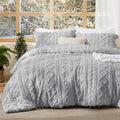 Bedsure Tufted Boho Comforter Set King Size - Light Grey Boho Bed Set, GentleSoft™ 3 Pieces Farmhouse Shabby Chic Embroidery Bedding, Gifts for Woman, Soft Jacquard King Comforter for All Seasons