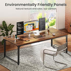 Huuger 71 x 31.5 Inch Desk with Power Outlets & USB-C, 1.2 Inch Thicker Desktop, Robust Metal Tubes, Deep Computer Desk, Heavy Duty Office Desk, Work Desk for Home Office, Rustic Brown