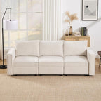 Armless Oversized Modular Sectional Convertible Fabric Sofa Set, Extra Large Sectional Deep Seat Couch for Living Room,77 inch Width,3 Seat Modern Modular Sofas, Pull Out Home Sofa, Chenille Beige