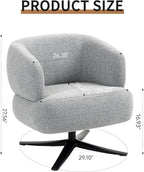 Pro 360° Swivel Accent Chair, Cuddle-Style Lounge Chair with Ergonomic Wrap-Around Backrest, 500LBS Capacity Grey Linen Fabric Rotatable Sofa Chair for Living Room, Balcony, Study