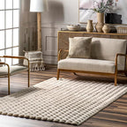 nuLOOM Jeni Solid Faux Rabbit Machine Washable Area Rug, 6x9, Beige