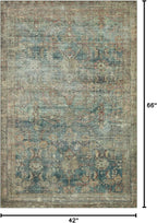 Loloi Magnolia Home by Joanna Gaines Banks Collection BAN-01 Ocean/Spice 3'-6" x 5'-6" .13" Pile Height, Machine Washable, Accent Rug