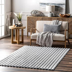nuLOOM 3'9" x 6' Cozy Plush Area Rug, Machine Washable, Non-Slip, Soft Fluffy Shag Carpet for Living Room Bedroom Kids Room Nursery Home Decor, Kai Silver