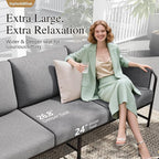 Sophia & William Modern Patio Furniture Set Outdoor Conversation Set with Thick Cushion and Large Seat for 5, Minimalist Simple Coffee Table Adjustable for Pool Garden Backyard Porch