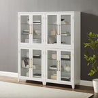 Crosley Furniture Roarke 2-Piece Glass Door Kitchen Pantry Storage Cabinet Set, Living Room, Entryway, White