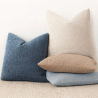 Foindtower Set of 2, Decorative Textured Boucle Throw Pillow Covers Accent Solid Pillow Cases Neutral Couch Cushion Case for Chair Sofa Bedroom Living Room Home Decor 24x24 Inch Dark Blue