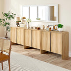 BERRYMERRY 2 Door Fluted Sideboard Buffet Cabinet with Storage, Modern Wood Cabinet with Adjustable Shelves for Living Room, Dining Room (Light Wood 2 Doors)
