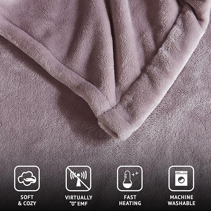 Beautyrest Heated Plush Elect Electric Blanket with 20 Heat Level Setting Controllers Equip with Secure Comfort Technology and 10 Hours Auto Shut Off, Full: 80x84, Lavender,BR54-0655