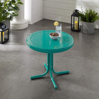Crosley Furniture Griffith Weather Resistant Retro Metal Outdoor Side Table for Patio, Deck, Porch, Turquoise