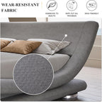 SHA CERLIN Queen Size Upholstered Bed Frame, Deluxe Low Profile Sleigh Bed with Linen Ergonomics Headboard, No Box Spring Needed & Easy Assembly, Grey