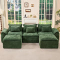 Hobestluk 120" Cloud Modular Sectional Couch 3-Seater Sofa with Ottomans U Shaped Couch Deep Seat Sofa with Removable Cover Large Sofa for Living Room (Green, 3-Seater Sofa with Two Ottomans)