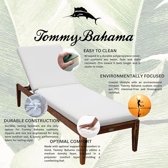 Tommy Bahama Chaise Cushion, 24" X 79" X 2.5", Bamboo Bay Bone