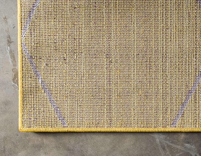 Unique Loom Trellis Frieze Collection Area Rug - Geometric (8' x 10', Yellow/ Ivory)