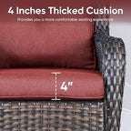 Patio Chair Cushions 5 Packs - Outside 22x24 High Back Water-Resistant Cushion with Zipper Cover for Outdoor Glider Rocking Chairs Loveseat 3-seat Couch Sofa – Red/Buckle