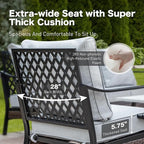 6 Piece Metal Outdoor Patio Furniture Set, Patio Conversation Set with 1 3-Seater and 2 Fixed Sofas, 2 Rocking Sofas with 5.75" Cushion & Coffee Table, Black and Light Gray