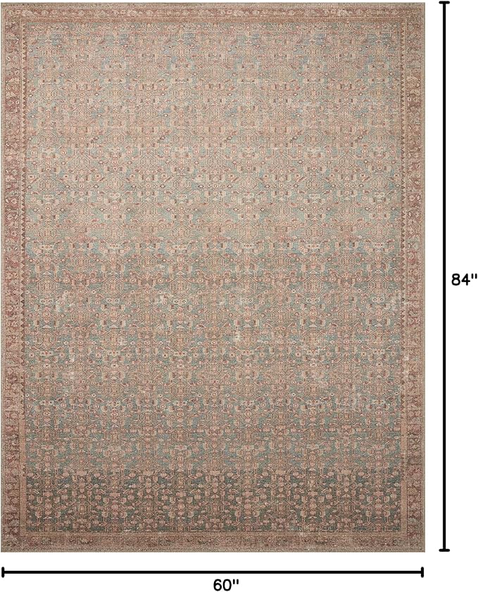 Loloi Angela Rose Aubrey Collection AUB-04 Blue/Terracotta 5'-0" x 7'-0", .19" Pile Height, Area Rug