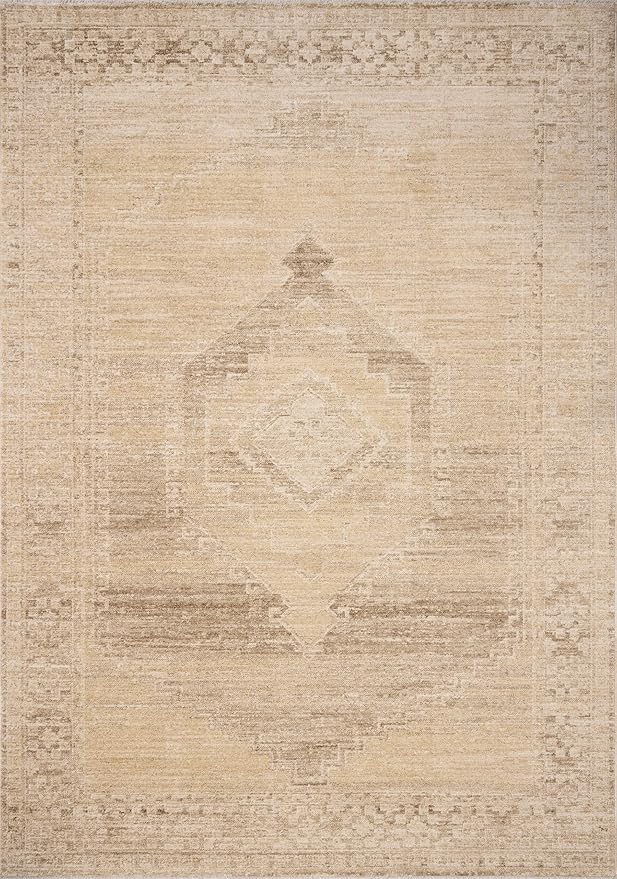 Loloi Chris Loves Julia Palma Collection PLM-07 Wheat/Taupe 2'-7" x 12'-0" Fringe Runner Rug Vintage Style Boho Living Room Bedroom Carpet