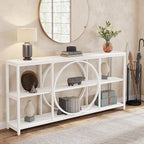 Tribesigns 70.9 inch Sofa Console Table, Modern Extra Long Entryway Tables with 3 Tier Storage Shelves Metal Frame for Foyer Hallway Living Room Behind Couch, Pure White