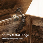 VECELO 30" Storage Bench, Entryway Shoe Ottoman, Farmhouse Style Bench with Handwoven Cushion and Metal Safety Hinges, for Bedroom, Living Room, Entryway, Brown