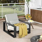 Christopher Knight Home Aspen Outdoor Aluminum Club Chair, Durable Aluminum Lounge Chair, Armchair with Cushions, Metal Accent Chair, Tilt Backrest Recliner for Backyard, Garden, Balcony, Black+Grey