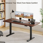 ONBRILL Standing Desk, 55x23.6 Inches Whole-Piece Board Rectangle Stand Up Desk with Solid Wood Desktop and Memory Controller, Adjustable Height from 28-46 Inches for Home & Office, Black Walnut