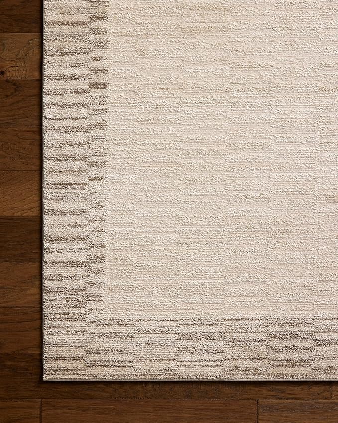 Loloi Chris Loves Julia Calvin Collection CLV-04 Ivory/Pebble 2'-7" x 7'-6" Runner Rug Checkered Neutral Soft Living Room Bedroom Carpet