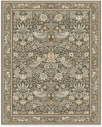 RUGGABLE x Morris & Co Machine Washable Area Rug – Strawberry Thief Stone Gold 8x10, Stain-Resistant, Non-Slip – Large Rugs for Living Room, Bedroom, Hallway, Entryway & Office–with Cushioned Pad