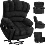 DURASPACE Power Lift Recliner Chair Massage Recliners with Heat, Shell Backrest Lift Chair Recliners for Elderly（Dark Gray）