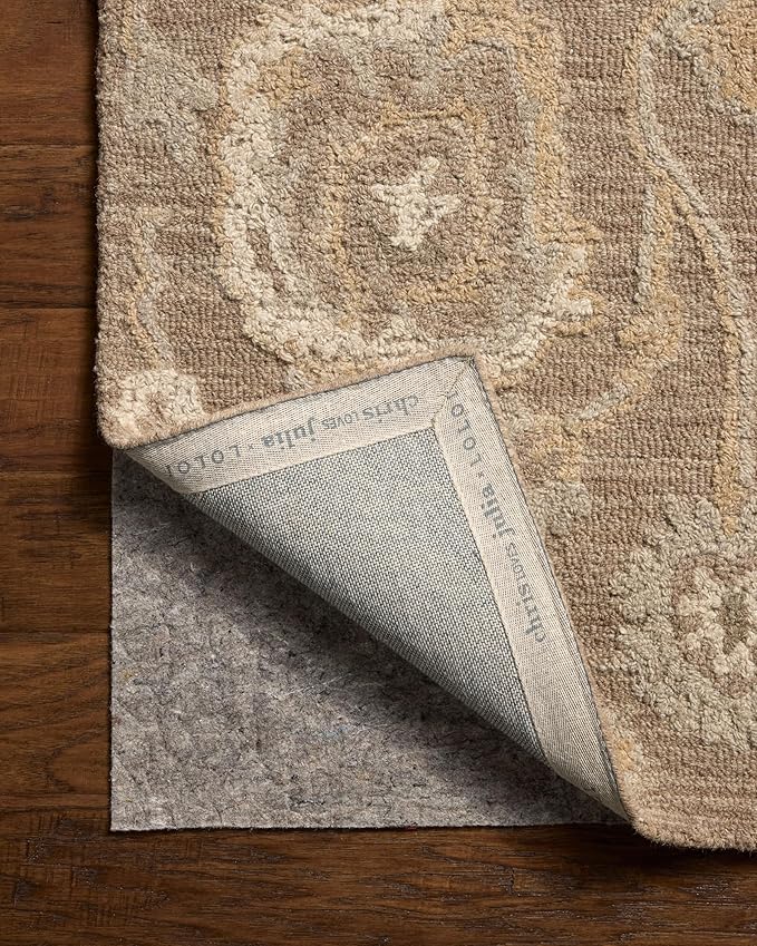 Loloi Chris Loves Julia Dorothea Collection DRT-01 Bark/Stone 2'-3" x 3'-9" Accent Rug Wool Neutral Floral Living Room Bedroom Carpet