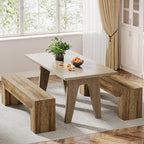 Tribesigns 47'' Wooden Entryway Bench, Farmhouse Entry Bench Seat, Indoor End of Bed Bench with Storage Capability for Living Room, Bedroom, Hallway, Easy Assembly, Oak Brown