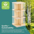 Guidecraft EdQ Kids Rotating Bookshelf: Natural Wood Revolving Bookcase - 360 Degree Spinning Book Shelf Tower with Acrylic Montessori Storage for Classroom, Bedroom and Playroom | Toy Organizer