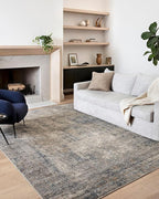 Loloi Teagan Collection TEA-05 Denim/Slate 6'-7" x 9'-2" Area Rug, Large, Soft Neutral Rug, High-Traffic for Living Room, Bedroom, Home Office, Dining Area