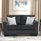 Signature Design by Ashley Altari Modern Loveseat with 2 Accent Pillows, Dark Gray
