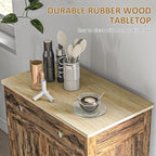 HOMCOM Sideboard with Solid Wood Countertop, Modern Kitchen Storage Cabinet, Coffee Bar Cabinet with 2 Drawers, Doors and Adjustable Shelf, Rustic Brown