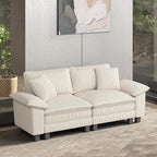 HERA'S HOUSE 88" Modular Sectional Sofa, Loveseat Couches for Living Room, Comfy Cloud Couch 2-Seater Deep Seat Sofa with Throw Pillow, Corduroy Beige