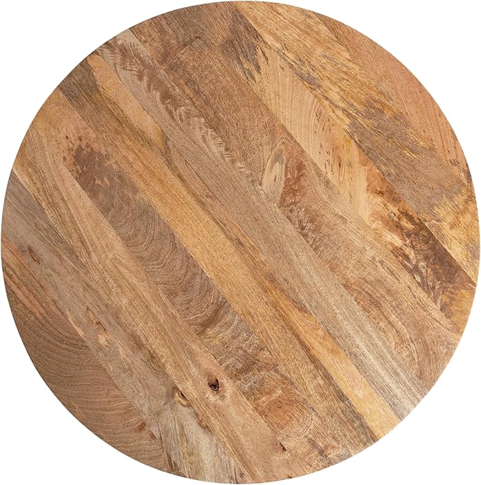 Kate and Laurel Talcott Tiered Modern Round Coffee Table, 28 x 28 x 18, Natural Wood, Transitional Two-Tier Circle Living Room Table with Storage and Mango Wood Construction