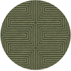 RUGGABLE x Jonathan Adler Machine Washable Area Rug – Labyrinth Fern Green 6 ft Round, Stain-Resistant, Non-Slip – Medium Rugs for Living Room, Bedroom, Hallway, Entryway & Office–with Cushioned Pad