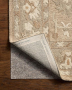 Loloi Chris Loves Julia Dorothea Collection DRT-02 Khaki/Dove 8'-6" x 11'-6" Area Rug Wool Neutral Floral Living Room Bedroom Carpet