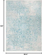 SAFAVIEH Evoke Collection 6'7" x 9' Ivory / Aqua EVK256J Oriental Distressed Non-Shedding Living Room Bedroom Dining Home Office Area Rug