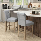 GOTMINSI 24" Bar Stools Set of 4 for Kitchen Island Upholstered Counter Height Bar Stools with Button Tufted Decoration Barstools Home Kitchen Island Wooden Bar Chairs Grey