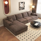 136.6'' L-Shaped Modern Modular Sectional Cloud Couch, 4-Seat Chenille Deep-Seat Sofa with Pillow for Living Room, Bedroom, Apartment, Camel