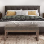 SIMPLIHOME Milltown 45 inch Wide Contemporary Rectangle Large Ottoman Bench in Mink Brown Tweed Look Fabric, Assembled, for the Living Room and Bedroom