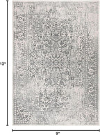 SAFAVIEH Area Rug 9x12 - Evoke Collection - Large - Ivory & Grey, Distressed Design, Non-Shedding & Easy to Clean, Ideal for Living Room, Bedroom, Dining Space (EVK256F)