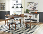 Signature Design by Ashley Valebeck Farmhouse Dining Room Server or Buffet Cabinet, White & Brown