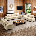 Cloud Couch Sectional Sofa Set, Plush 24.4-Inch Deep 7-Seat Sectional with Velvety Chenille & Removable Arms for Living Room and Apartment, Beige